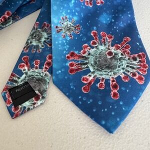 Three Rooker COVID-19 The Virus Necktie Blue Coronavirus Medical Science Tie
